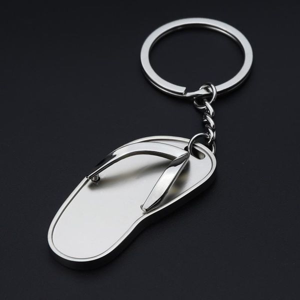 Keychains Slipper 3D Metal Keychain Summer Summer Flip Flip Bag Pingente menino homens homens meninas amigas