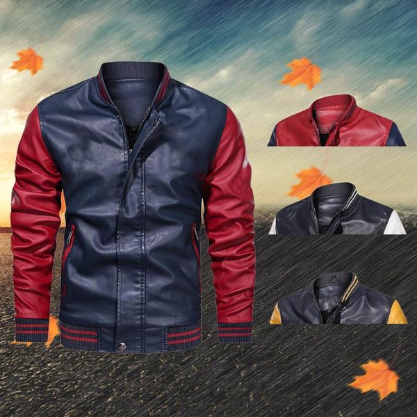 

men's jackets leather autumn and winter leisure cashmere zipper stand collar pocket coat jacket blouse outerwear 4xl, Black;brown