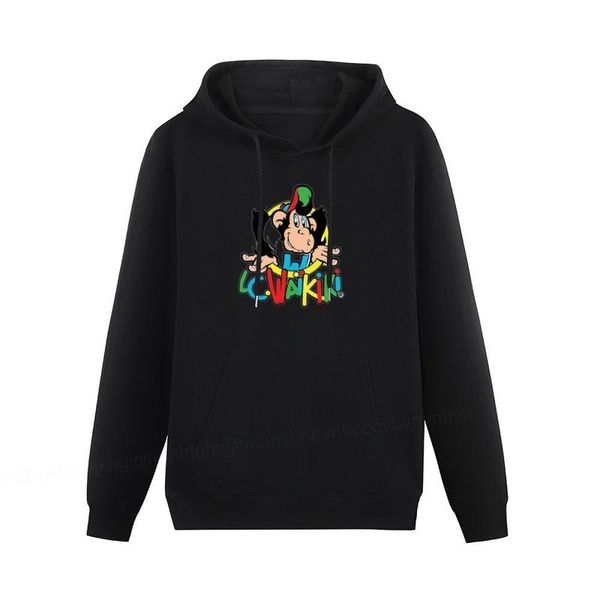 

men's hoodies & sweatshirts lc waikiki hooded funny cartoon velvet hip hop pullover long sleeve tees clothing streetwear hoody pock, Black