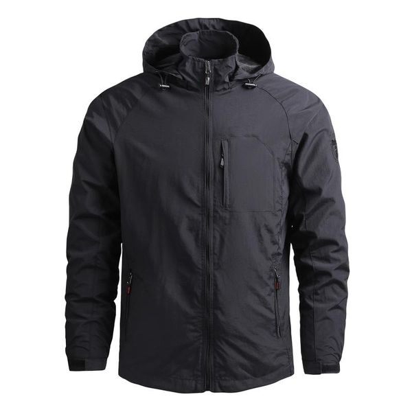 

men's jackets men waterproof jacket hooded casual solid color outdoor zipper windbreaker windproof spring autumn thin, Black;brown
