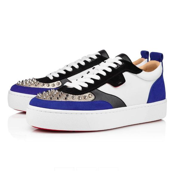 

wholesale originals low happyrui spikes sneakers men red bottom casual shoes platform leisure flats party wedding chaussures homme, Black