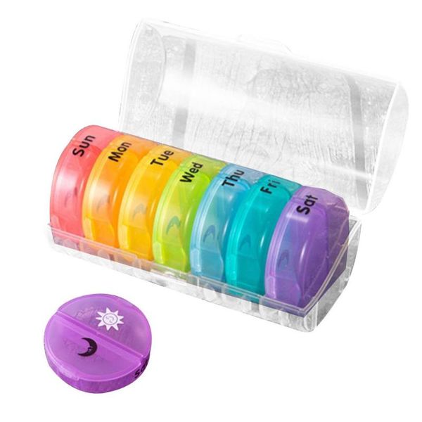

storage bottles & jars organizer plastic 7 days tablet candy box weekly 2 times a day portable holder travel dispenser