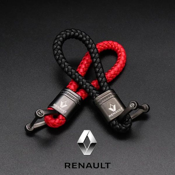 

keychains fashion laser car metal keychain leather braided rope for renault laguna duster clio 4 styling key chain, Silver