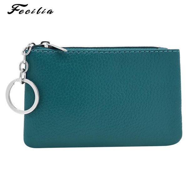 

wallets fecilia 2021 genuine leather coin purse women small wallet zipper mini key card holder bags portable money, Red;black