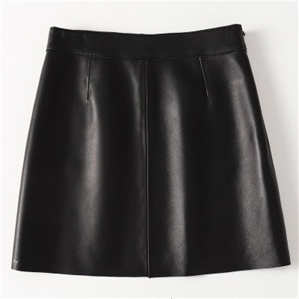 

2021 genuine new fashion royal sheep leather skirt h43 h1kl, Black