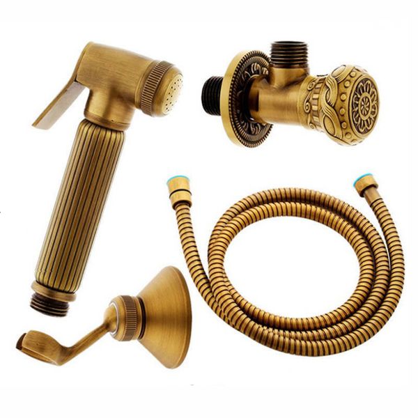 

other faucets, showers & accs antique bronze bidet toilet seat sprayer gun hygienic shower set bidet faucet with brass shower holder carved