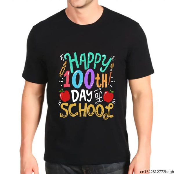 

men's t-shirts happy 100th day of school t shirt, White;black