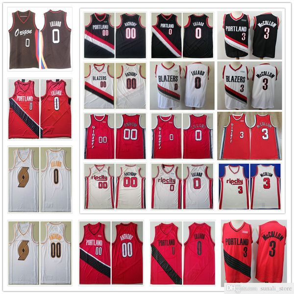 

stitched men damian 0 lillard jerseys 2021 new city white black red cream cj 3 mccollum carmelo 00 anthony basketball college shirt