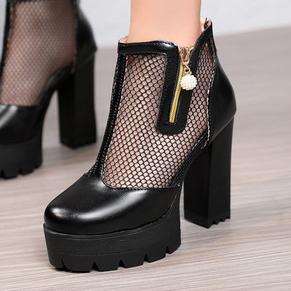 

ankle with breathable metal zipper boots of f1gm, Black