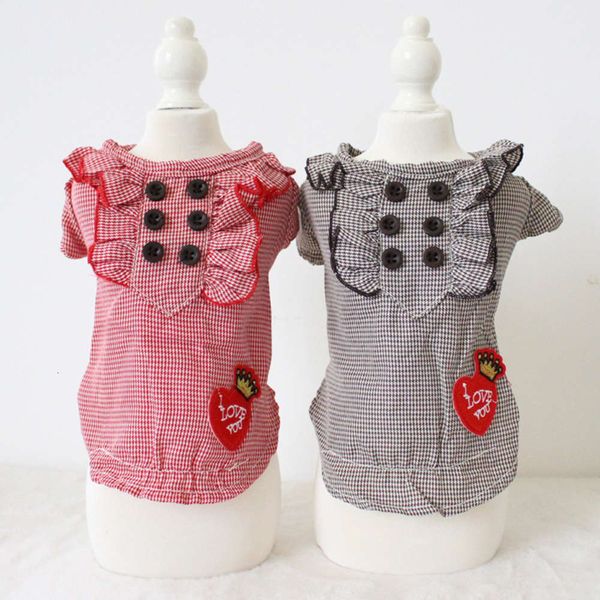 

dog apparel 99 clean goods petstyle spring and summer literature art girl plaid shirt teddy dog clothing