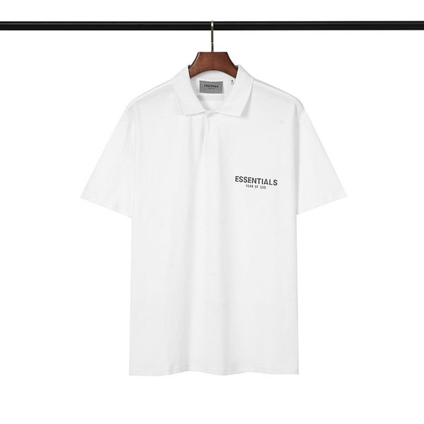 

fog fashion brand fear of god double thread essentials lapel reflective short sleeve t men and women, White;black