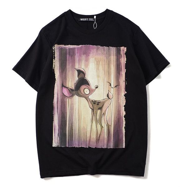 

2021 short sleeve tee shirt deer printed t shirts men brand o-neck loose summer 100 cotton t-shirt for mens casual tshirt homme, White;black