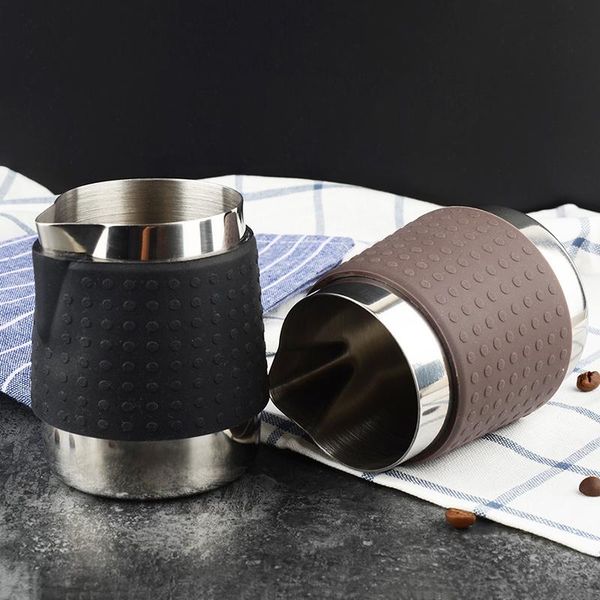 

coffee pots creative stainless steel pitcher for espresso mugs frothing jug insulation silicone food grade 350ml 600ml