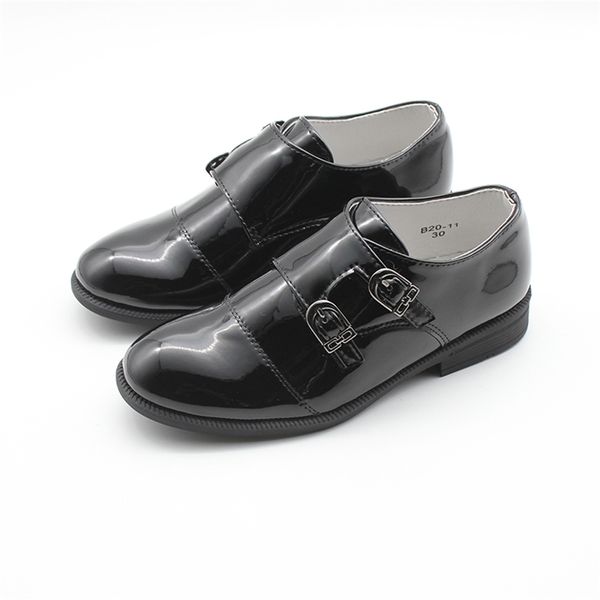 Новые дети Little / Big Boy Boys Splip на монаховом ремень школьной форме формальные черные туфли для свадебного причастия выпускной выпускной, двойной пряжкой MO 210306