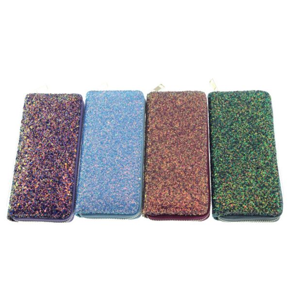 

luxury women long wallet sparkly sequined clutch glitter pu leather ladies phone bag card holder coin purse female wallets, Red;black