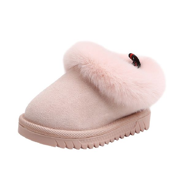 

baby girl snow boots children girl boys boot winter warm plush fur princess shoes kids sneaker lovely toddler soft boots, Black;red