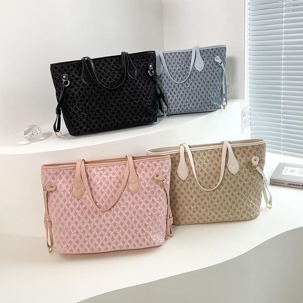

summer 2021 fashion handbags capacity bag trendy textured new style tote large shoulder foreign single canvas big piekw