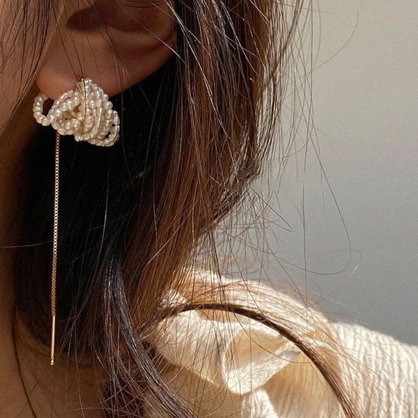 

hbp french handmade multi-layer pearl earrings fashion tassel earline versatile temperament single eardrop girl, Silver