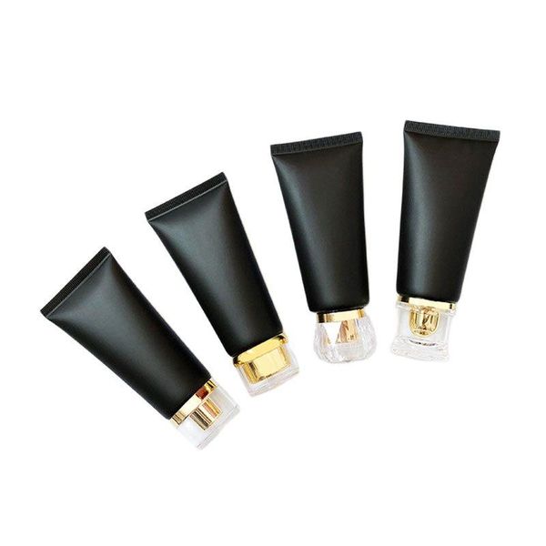 

storage bottles & jars black plastic soft tubes matte hose travel lotion acrylic cover empty toothpaste squeeze bottle makeup tool 60ml 50pc