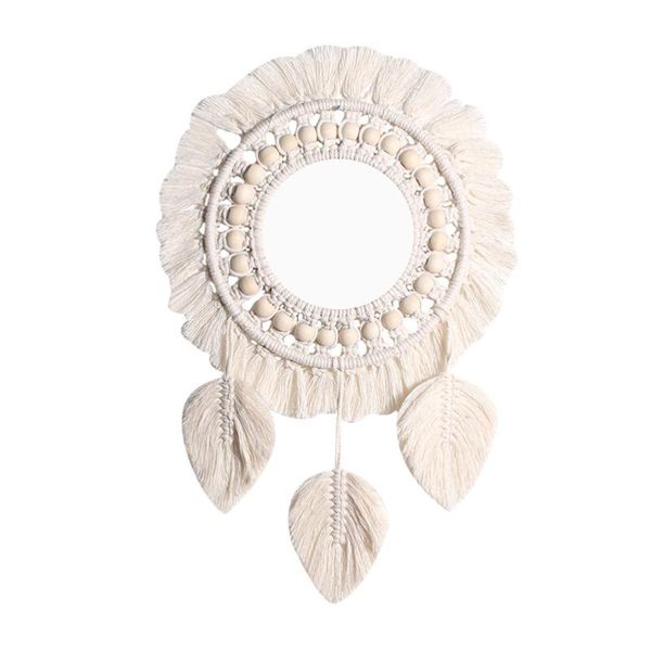 

mirrors 1pc decorative bohemian mirror cotton rope vintage porch (beige)