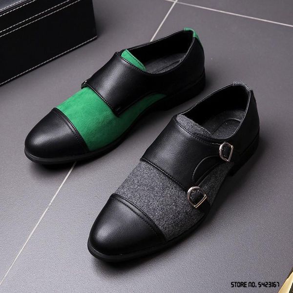

dress shoes luxury designer british black with green monk strap for mens wedding prom homecoming oxford sapatos tenis masculino