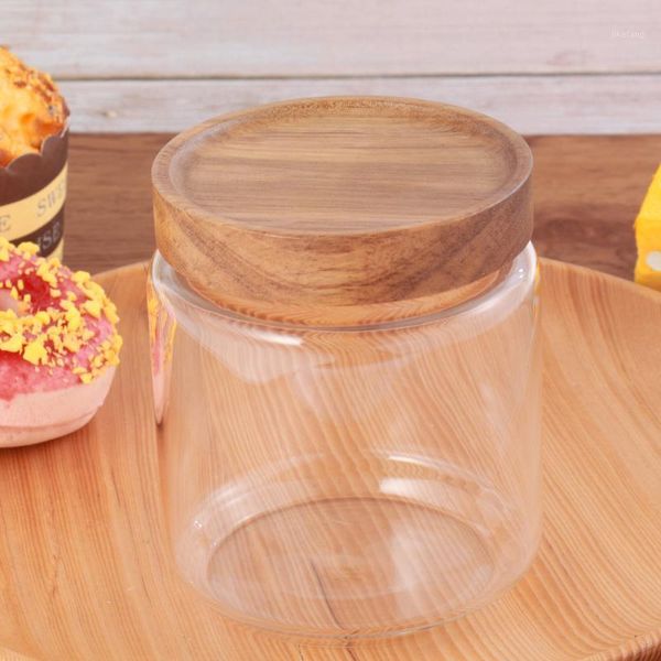 

storage bottles & jars 1pc transparent high borosilicate glass grain container sealed jar food box for home (400ml)
