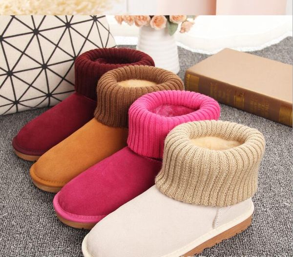 Hot venda nova clássica G/U Mesclar Lady Girl Women Women Snow Boots Mini Short Women Boots Knitting Chide Mantenha botas quentes com bolsa de poeira