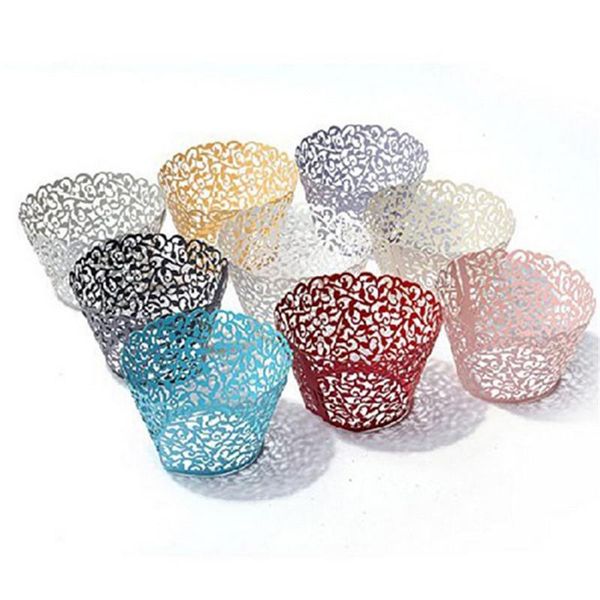 

packaging dinner service 50pcs/pack cake paper vine lace laser cut cupcake wrapper liner baking cup wedding birthday party home decoration