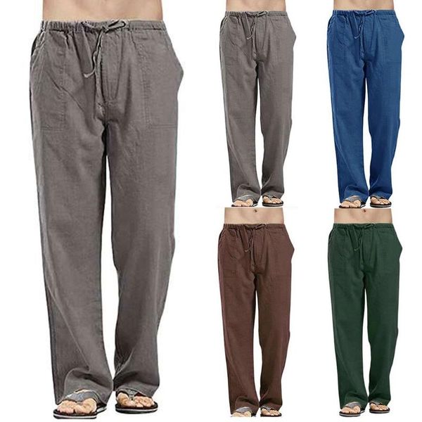 

men's pants telotuny men casual fashion solid color straight wide leg sweatpants sport trouser harajuku with pocket, Black