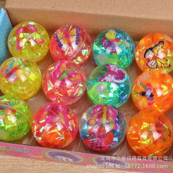 

cartoon color luminous transparent flash toy 6.0 elastic ball with rope