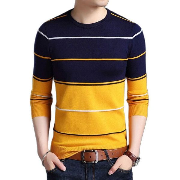

men's sweaters jersey ajustado a rayas, suÃ©teres de lana punto, ropa informal estilo coreano, otoÃ±o, 2021suÃ©ter marca moda para hom, White;black