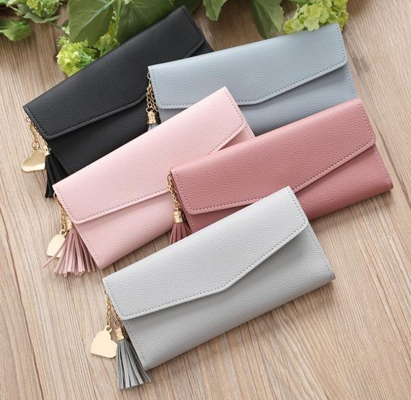 

women wallets phone clutch bag purses long wallets for girl ladies money coin pocket card holder tassel wallets 2021 db500, Red;black