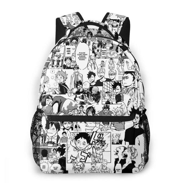 

backpack manga collage haikyu students back to school bags boy girl fashion haikyuu teens books