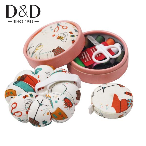 

3pcs/set multifunction sewing kits box/pin cushion/retractable measure tape needle threads scissors sewing tools accessories, Black
