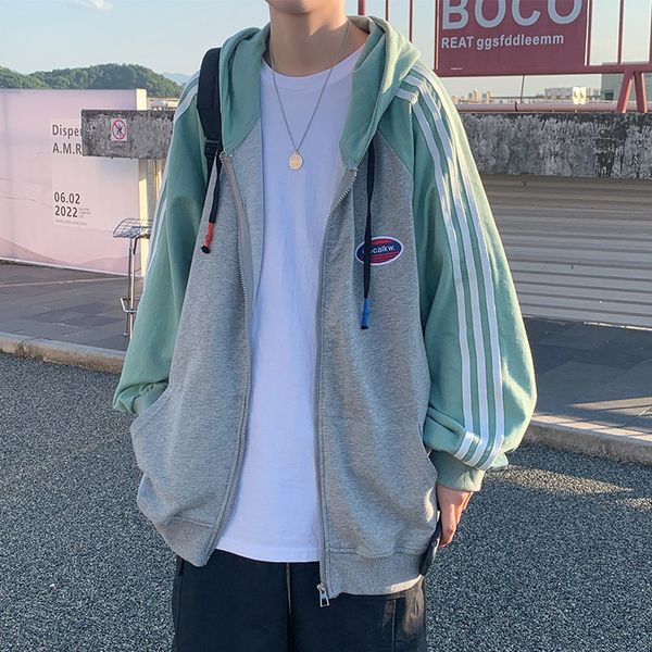 

mens sweater autumn sportswear men's fashionable loose zipper cardigan, Black