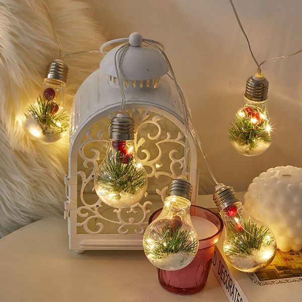 

strings led room decoration christmas string lighting pine cones needles bells red fruit decorative lights