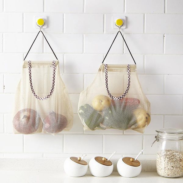 

hanging baskets 1pcs hangable onion garlic storage bag home multi-function fruit wall kitchen vegetable mesh