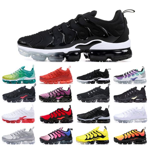 

plus running shoes mens womens triple white bumblebee bred core black dmp sunset blue fury zebra aurora green psychic pink cool grey size 36, White;red