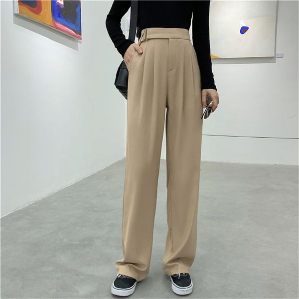 

women's pants & capris hzirip -ol straight women's chic firm casual pants office lady summer loose femme plus size all game thin 9, Black;white