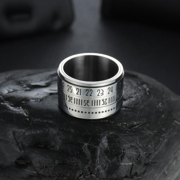 

wedding rings product titanium steel arabic numerals rotatable ring male stainless wholesale, Slivery;golden