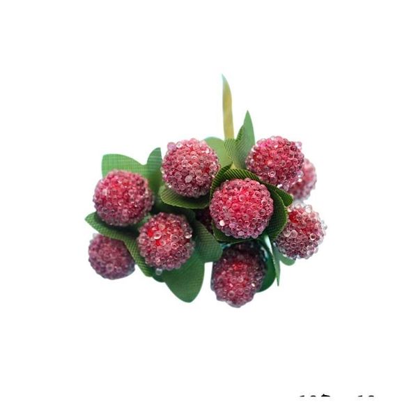 

red theme artificial flower cherry stamen berries bundle diy christmas decoration wedding cake gift box wreaths xm jlllxy