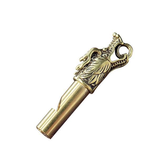 

keychains 1pcs brass head whistle car keys chains pendants outdoor survival tools whistles necklaces charm, Silver
