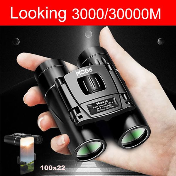 30000m Binóculos profissionais 100x22 Micro-Luz Night Vision Telescópio Ao Ar Livre Telefone Móvel Mini Portátil HD Binocular