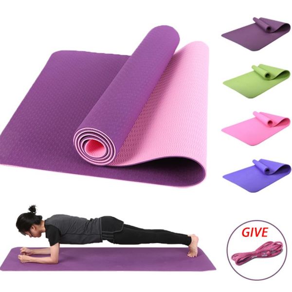 

yoga mats tpe mat for beginner non-slip sports fitness exercise pad with position line anti-tear-proof pilates gymnastics