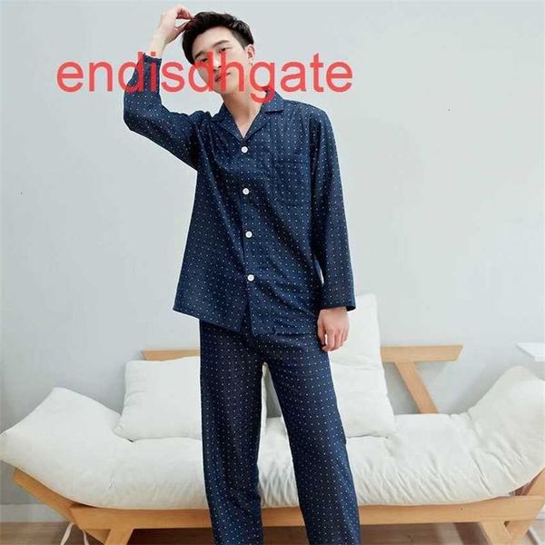 

factoryo9gmnatural yarn couple double layer pajamas wave simple point home cotton lapel long sleeve trousers suit, Black;white