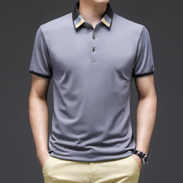 

Summer lapel new casual fashion men's POLO shirt solid color short-sleeved T-shirt top business bottoming shirt, White;black