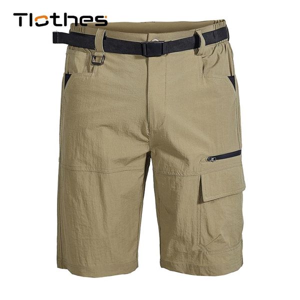 

men's shorts cargo men quick dry hiking clothing workout multi-pocket nylon techwear fishing no belt, White;black