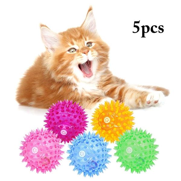 

cat toys 5pcs random color dog spiky ball rubber lighting squeaky toy puppy chew pet teething sound legendog