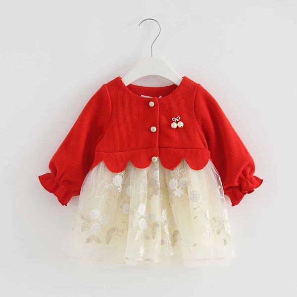 Toddler Princess Dress Autunno manica lunga infantile Natale per bambina 1 ° anno vestiti di compleanno nati abiti da maglia 210615
