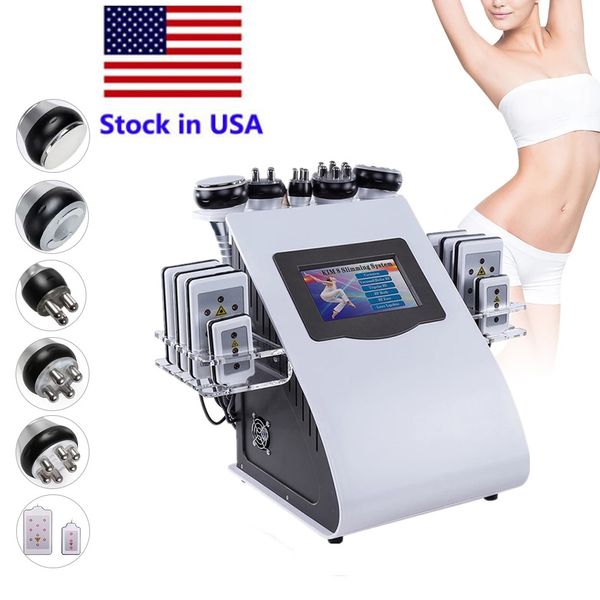 

stock in usa ultrasonic cavitation slimming machine 8pads 6in1 liposuction 40k lllt lipo laser rf fat loss vacuum wrinkle removal beauty equ